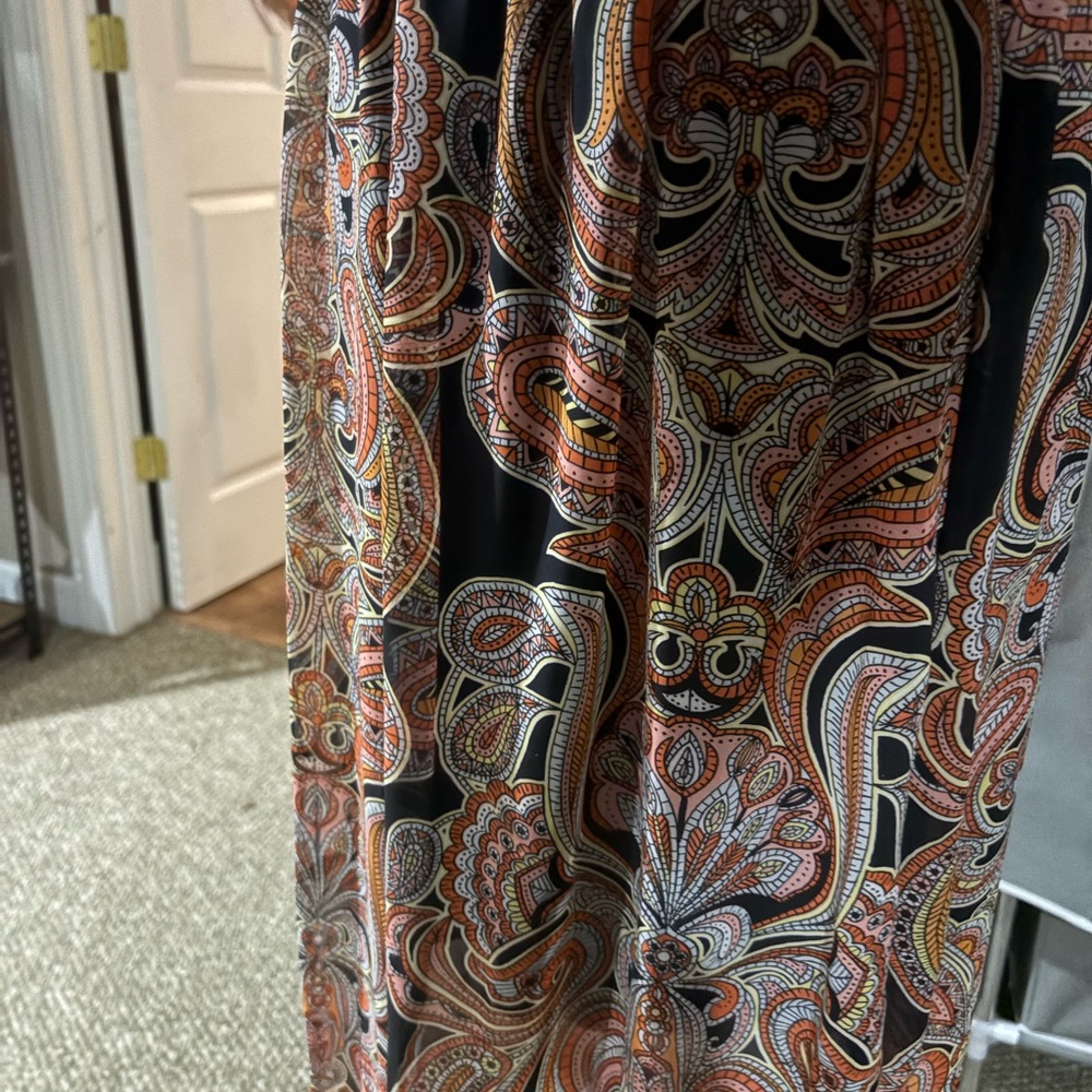 Enfocus Studio NWOT Sz 6 Black & Orange Paisley maxi sun Dress - Picture 9 of 12